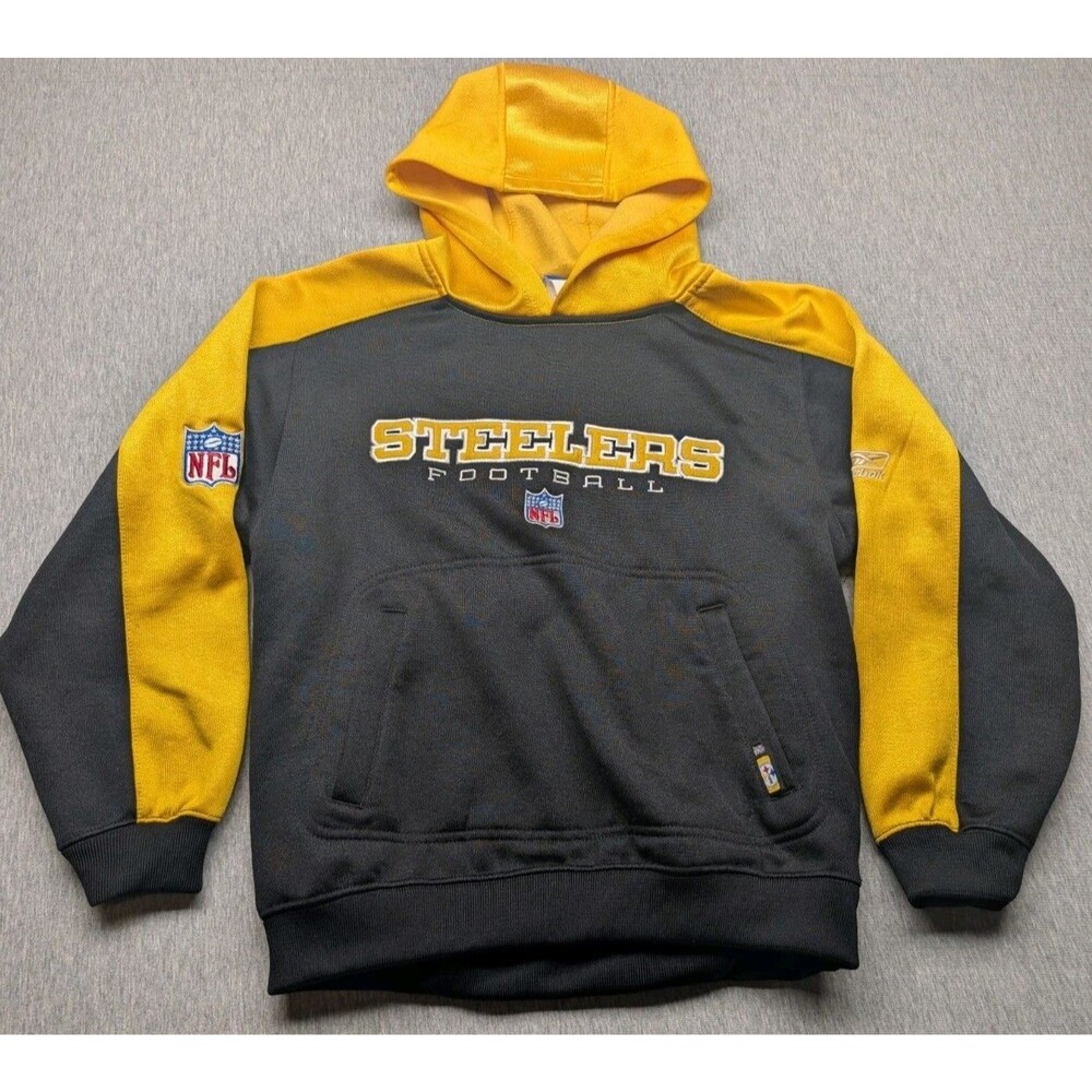 Y2K Reebok Pittsburgh Steelers NFL Logo Hoodie Sweatshirt Team Apparel Sz Medium